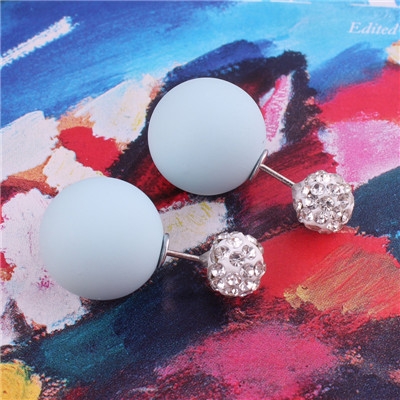 

3 Pairs Shining Double Sides Pearl Ball Bead Stud Earrings For Women(Light Blue)