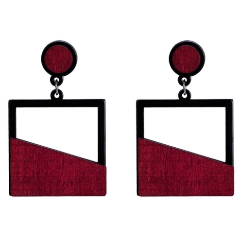 

Geometric Hollow Wooden Earrings Female Bohemian Earrings(Red)