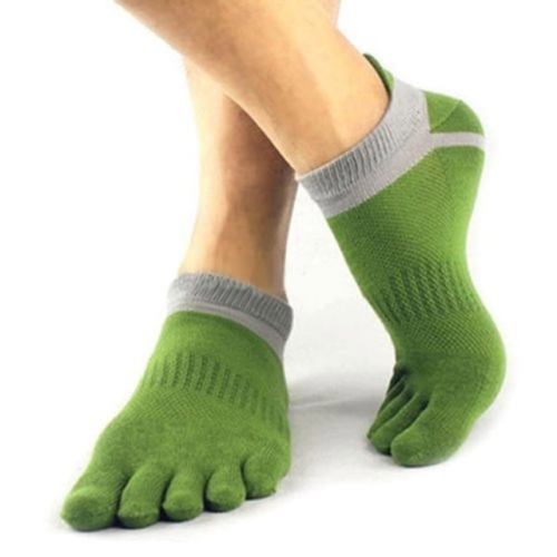 

3 Pairs Men Socks Boys Cotton Finger Breathable Five-Toe Cotton Sock(Green )