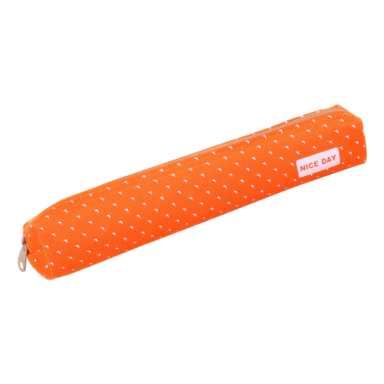 

Kawaii Small Fresh Long Strips Candy Color Canvas Zipper Pencil Case(Orange)