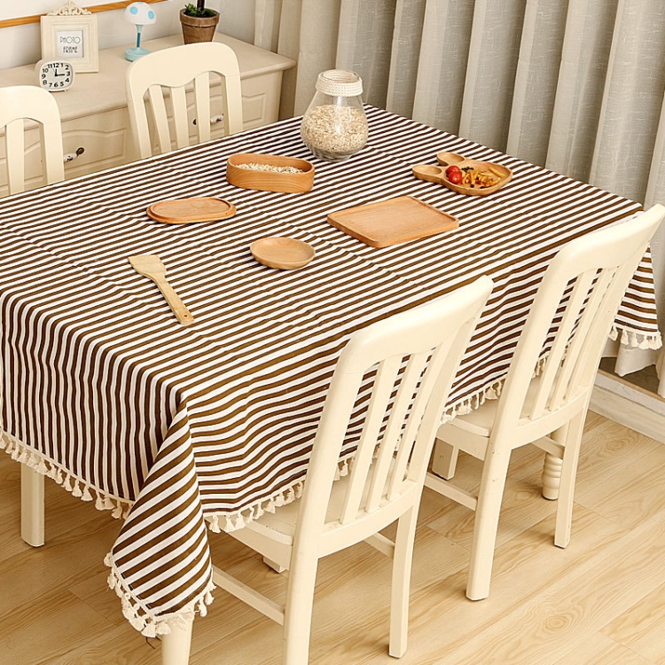 

Cloth Cotton Dining Tablecloth Decoration Cloth, Size:140x180cm(Brown Stripe)