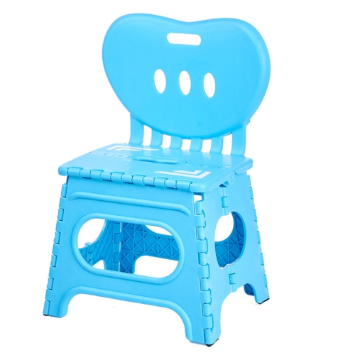 

Multifunctional Folding Stool Plastic Backrest Portable Home Chair Creative Kindergarten Small Stool(Blue)