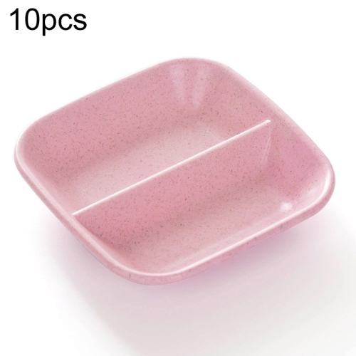 

10 PCS Kitchen Accessories 2 in 1 Seasoning Sauce Dishes Wheat Straw Salad Saucer Bowl Tableware Seasoning dish Cooking Tools(Pink)