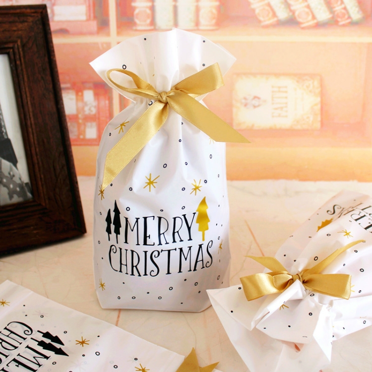 

10 PCS Christmas Gift Bags Candy Bags For Merry Christmas(White)