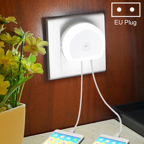 

2 USB Port Charging Atmosphere LED Sensor Lamp for Baby Bedroom, Living Room, Plug Type:EU(Cold White)