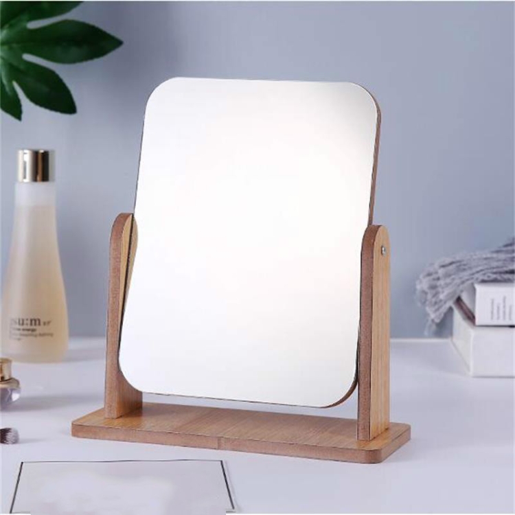 

2 PCS Rotating Makeup Mirror Wooden Bathroom Accessories Desktop Decoration