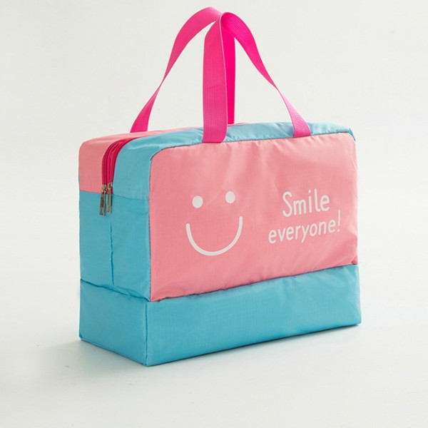 

Fashion Men And Women Travel Waterproof Storage Bag Oxford Cloth Travel Bag Swimming Bag Beach Bag(Pink Smiley Face)