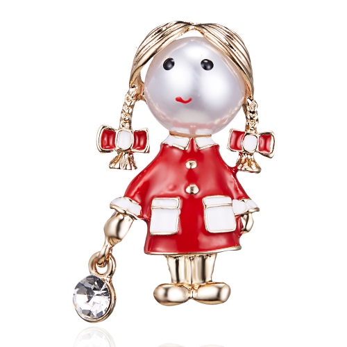 

Handbag Girl With Drill And Oil Brooch(Red)