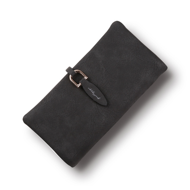 

Women leather Leaf Long Wallet Female Coin Purse(Black)
