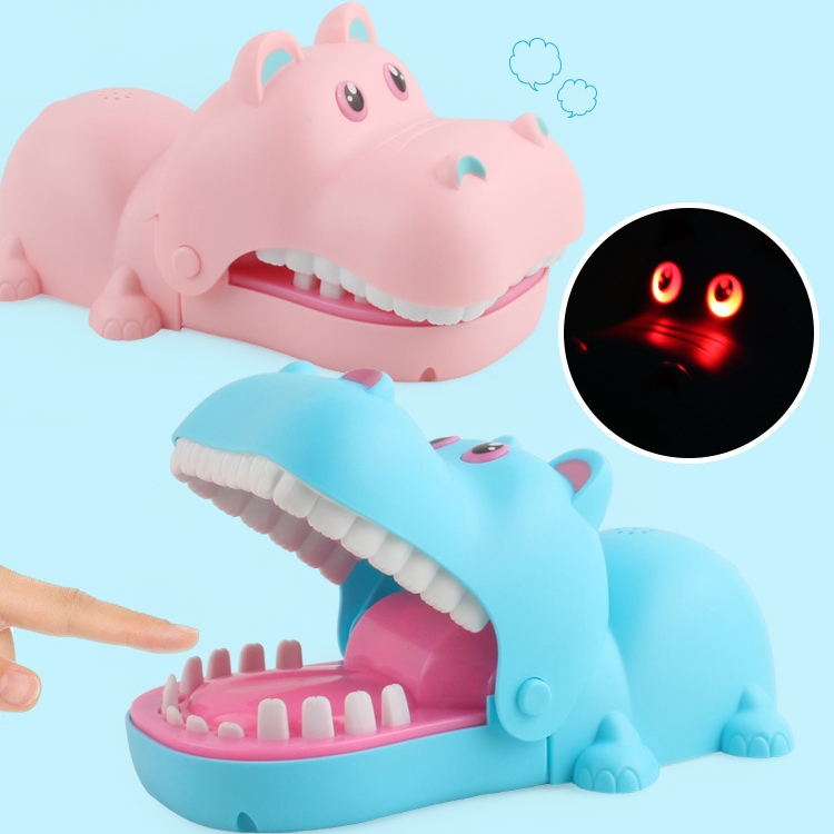 

Cartoon Creative Hippo Shape Bite Hand Novelty Tricky Toys with Light and Music, Random Color Delivery
