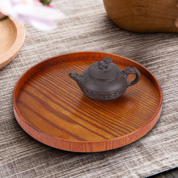 

Creative Round Solid Wood Tea Tray Hotel Wooden Tay Storage Tray, Diameter: 21 cm