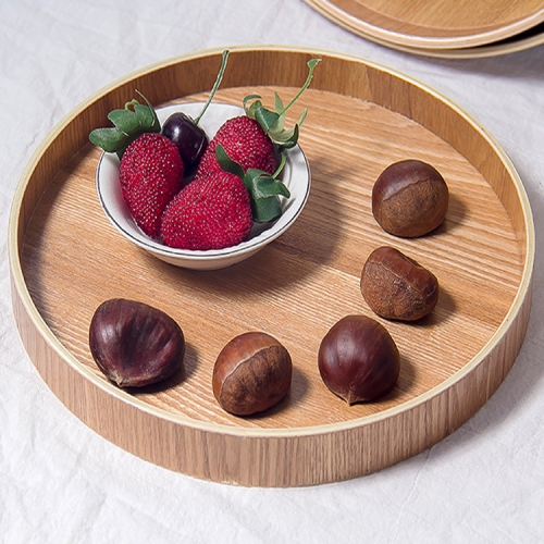 

Creative Round Solid Wood Tea Tray Hotel Wooden Tay Storage Tray, Diameter: 27 cm