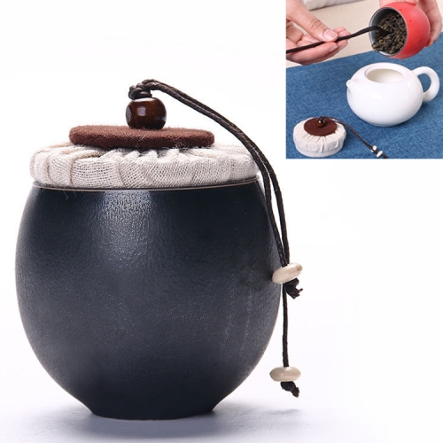 

Ceramic Mini Tea Pot Storage Moisture-proof Can Sealed Tea Tank, Single Package (Black)