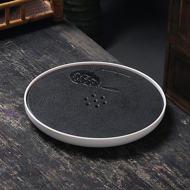 

Round Melamine Material Tea Tray with Round Holes, Size: 22 x 3cm