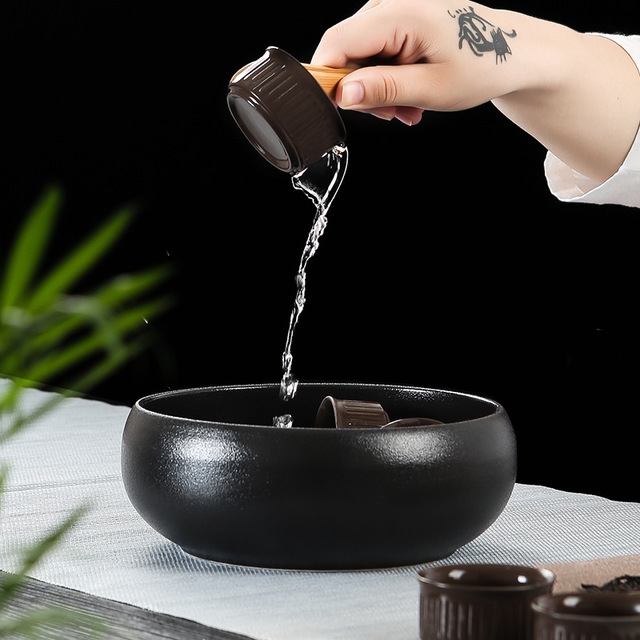 

Black Pottery Tea Wash Retro Enamel Type Ceramic Purple Sand Tea Set Accessories