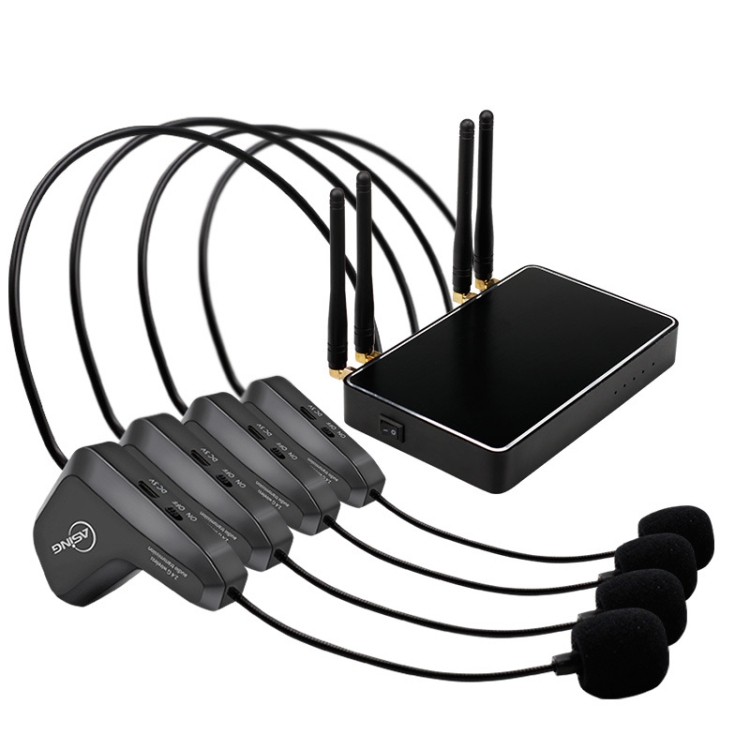 

ASiNG WM07 4 x Transmitter + 1 x Receiver Head-mounted Wireless Microphone (Black)