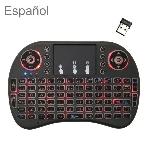 

Support Language: Spanish i8 Air Mouse Wireless Backlight Keyboard with Touchpad for Android TV Box & Smart TV & PC Tablet & Xbox360 & PS3 & HTPC/IPTV