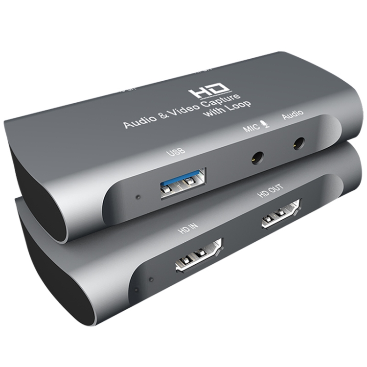 

Z27 HDM Female + Mic to HDM Female USB 2.0 Video Audio Capture Box(Dark Gray)