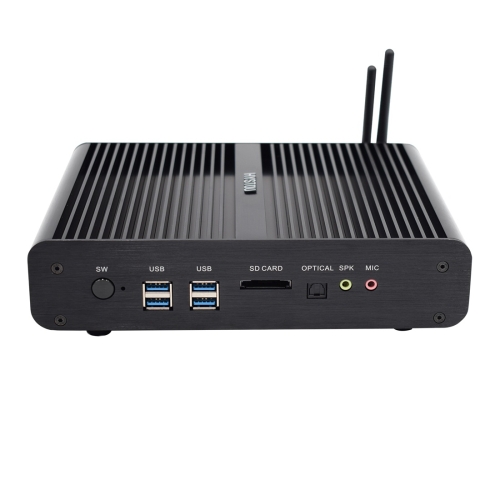 

HYSTOU P05B-I7-5500U-2C Fanless Mini PC Intel Core i7 5500u Processor Quad Core up to 2.4GHz, RAM: 4G, ROM: 128G, Support Win 7 / 8 / 10 / Linux(Black)