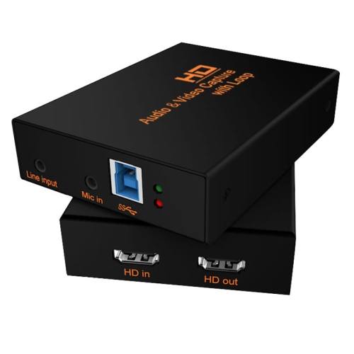 

Z28 Professional HDMI Female + Mic + Line In to HDMI Female USB 3.0 Video Audio Capture Box(Black)