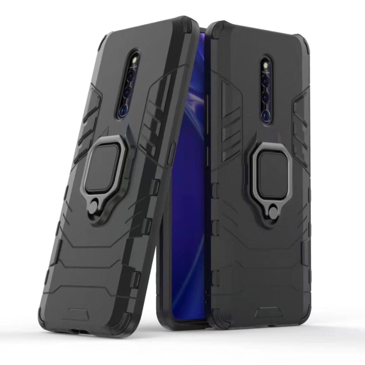 

PC + TPU Shockproof Protective Case for VIVO X27 Pro, with Magnetic Ring Holder(Black)