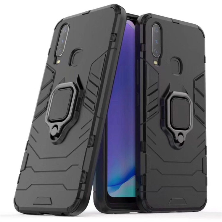 

PC + TPU Shockproof Protective Case for Vivo Y17, with Magnetic Ring Holder (Black)