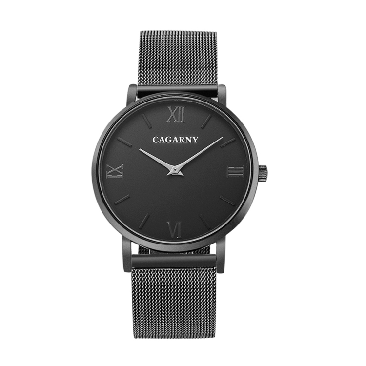 

CAGARNY 6812 Concise Style Ultra Thin Quartz Wrist Watch with Stainless Steel Band(Black)
