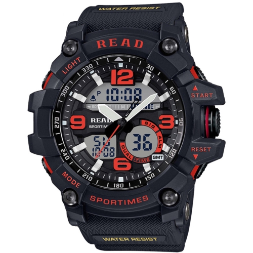 

READ R90001 Luminous & Alarm & Date & Week Display Function Quartz Movement Men Sport Watch with Rubber Band(Orange)