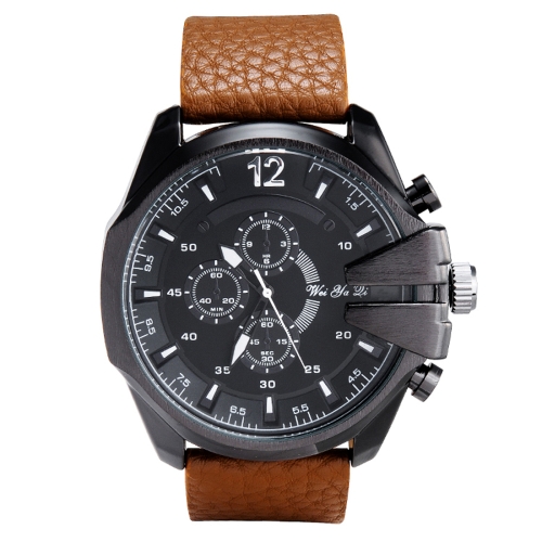 

WeiYaQi 89017 Fashion Wrist Watch with Brown Leather Band (Black)