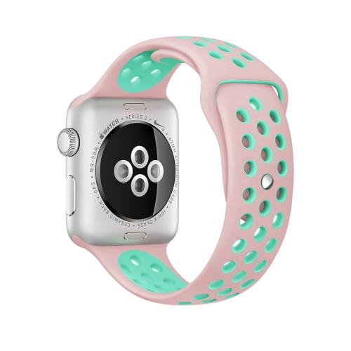 

For Apple Watch Series 1 & Series 2 & Nike+ Sport 38mm Fashionable Classical Silicone Sport Watchband(Pink + Green)