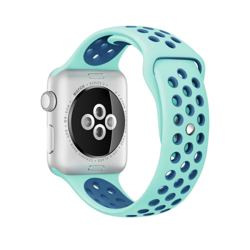 

For Apple Watch Series 1 & Series 2 & Nike+ Sport 38mm Fashionable Classical Silicone Sport Watchband(Green + Blue)