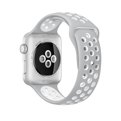 

For Apple Watch Series 1 & Series 2 & Nike+ Sport 38mm Fashionable Classical Silicone Sport Watchband(Grey + White)