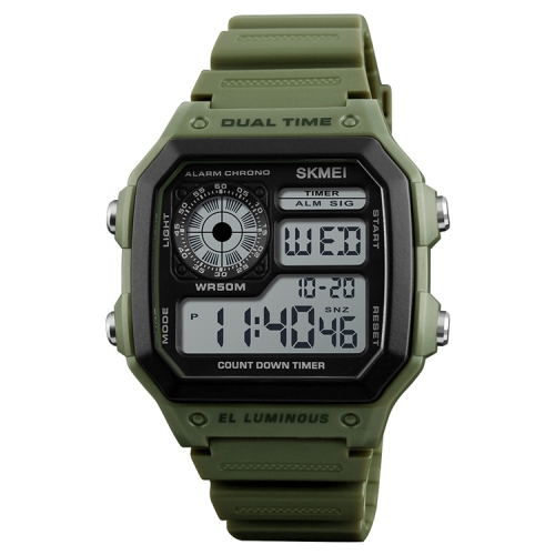 

SKMEI 1299 Multifunctional Outdoor Sports Noctilucent Waterproof Digital Display Wrist Watch (Army Green)