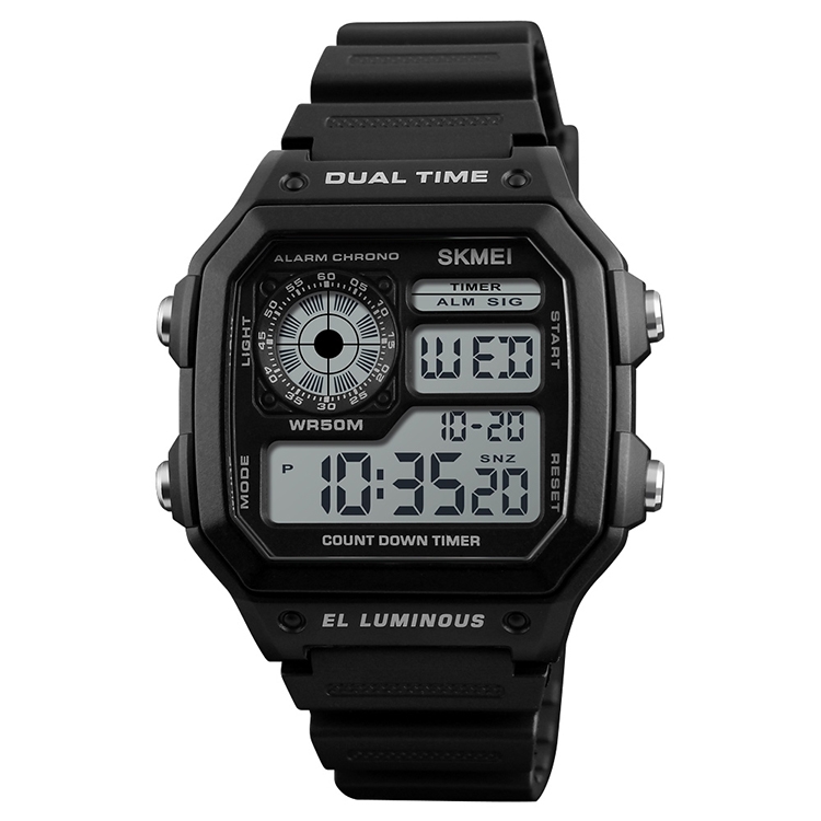 

SKMEI 1299 Multifunctional Outdoor Sports Noctilucent Waterproof Digital Display Wrist Watch (Black)