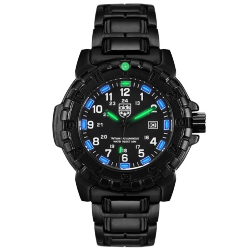 

addies MY-047 Outdoor Sports Multifunctional Waterproof Luminous Watch Alloy Watchstrap Quartz Watch for Men(Blue Light)