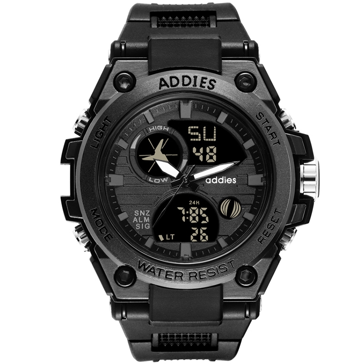 

addies MY-1818 Luminous Three-window LED Outdoor Sports Multi-function Electronic Watch for Men, Support Calendar / Alarm Clock / Timer(Black)