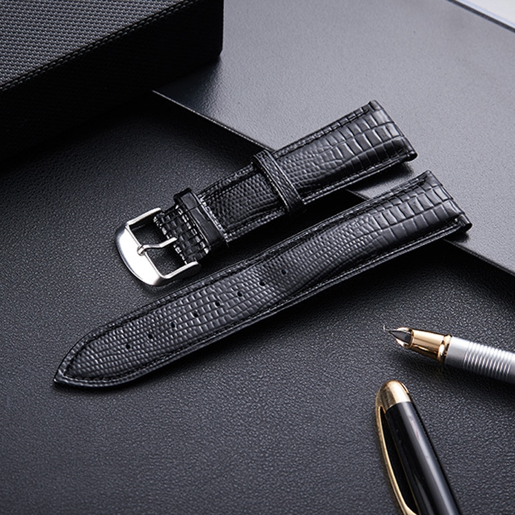 

Lizard Texture Leather Strap Replacement Watchband, Size: 20mm (Black)