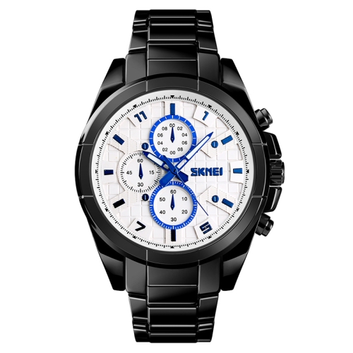 

SKMEI 1378 Fashion Men Business Leisure Watch 30m Waterproof Metal Quartz Wrist Watch(Black White)