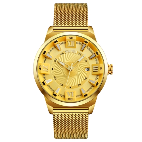 

SKMEI 9166 Fashion Men Business Watch 30m Waterproof Metal Quartz Wristwatch(Gold)