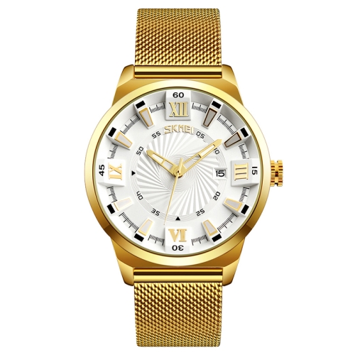 

SKMEI 9166 Fashion Men Business Watch 30m Waterproof Metal Quartz Wristwatch(White)