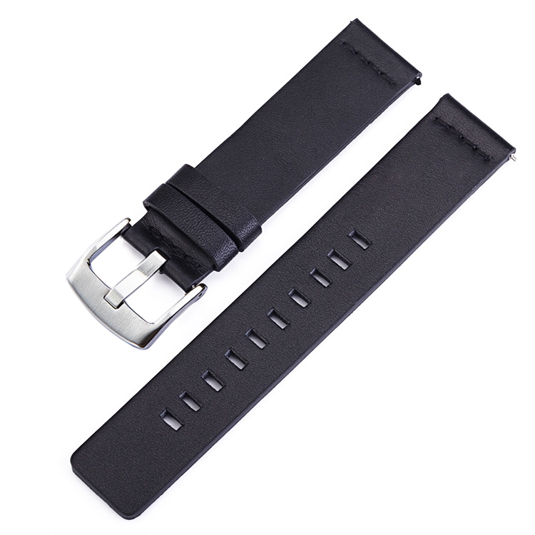 

Smart Watch Silver Buckle Leather Wrist Strap for Apple Watch / Galaxy Gear S3 / Moto 360 2nd, Specification: 22mm (Black)