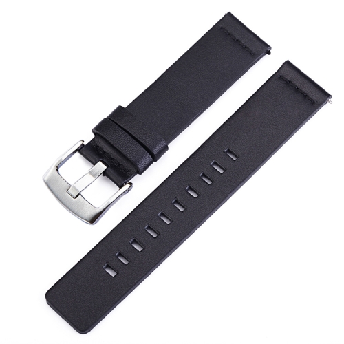 

Smart Watch Silver Buckle Leather Wrist Strap for Apple Watch / Galaxy Gear S3 / Moto 360 2nd, Specification: 24mm (Black)