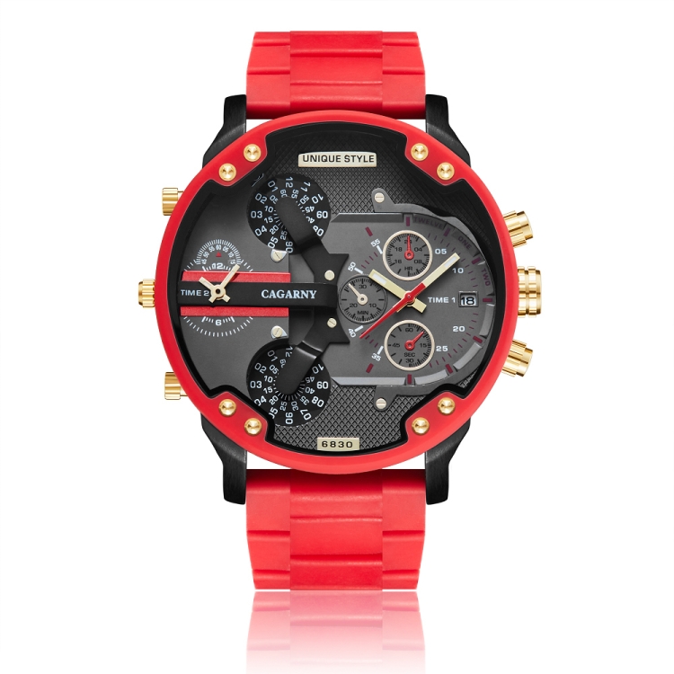

CAGARNY 6830 Fashion Waterproof Quartz Watch with TPE Wristband(Red + Gold)