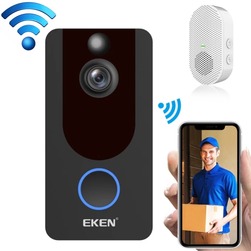 

EKEN V7 1080P Wireless WiFi Smart Video Doorbell, Support Motion Detection & Infrared Night Vision & Two-way Voice, Package 3: Doorbell + Chime(Black)