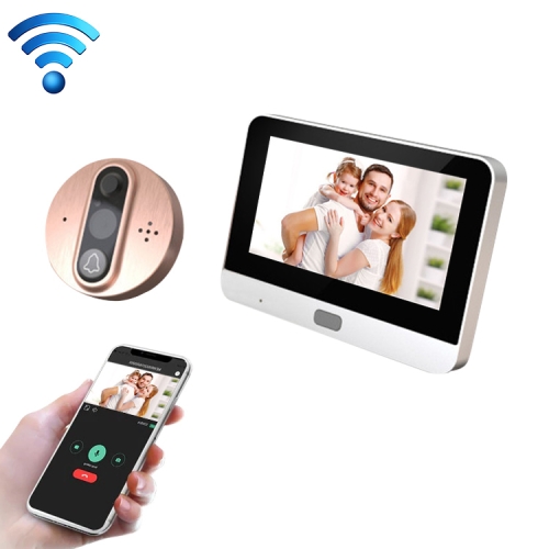 

R9 4.3 inch WiFi Smart Video Visual Electronic Peephole Doorbell (White + Golden)