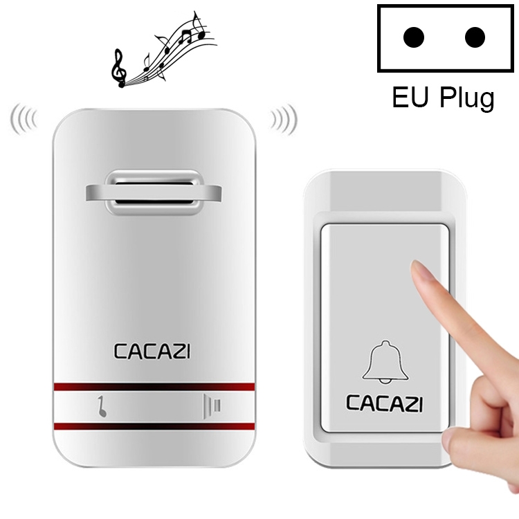 

CACAZI V027G One Button One Receivers Self-Powered Wireless Home Kinetic Electronic Doorbell, EU Plug