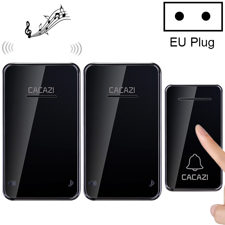 

CACAZI FA8 One Button Two Receivers Self-Powered Smart Home Wireless Doorbell, EU Plug(Black)