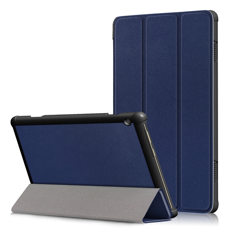 

Custer Texture Horizontal Deformation Flip Leather Case for Lenovo Tab M10, with Three-folding Holder (Dark Blue)