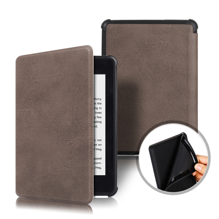 

Cowhide Texture TPU Horizontal Flip Leather Case for Amazon Kindle Paperwhite 2018, with Sleep / Wake-up Function (Dark Gray)