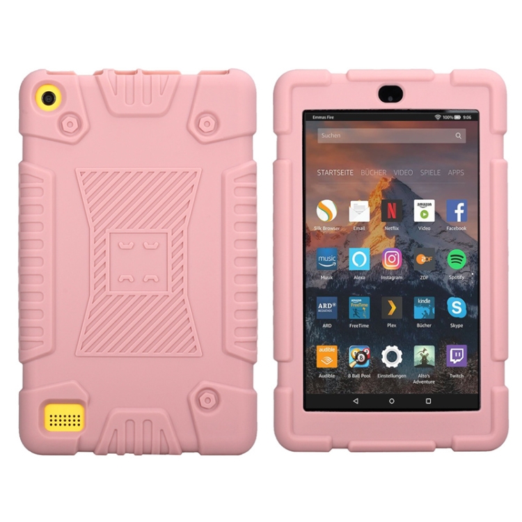 

Full Coverage Silicone Shockproof Case for Amazon Kindle Fire 7 (2017) (Rose Gold)
